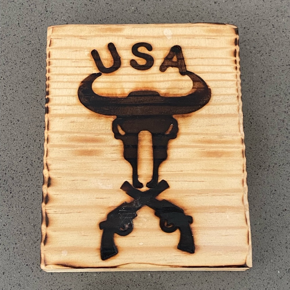 Handmade wood burned country/western style decorative piece